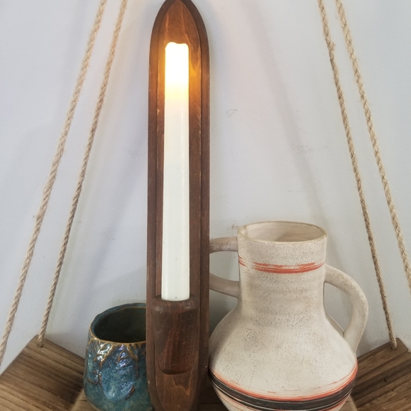 15" Vintage Wood Sconce / Candle Holder